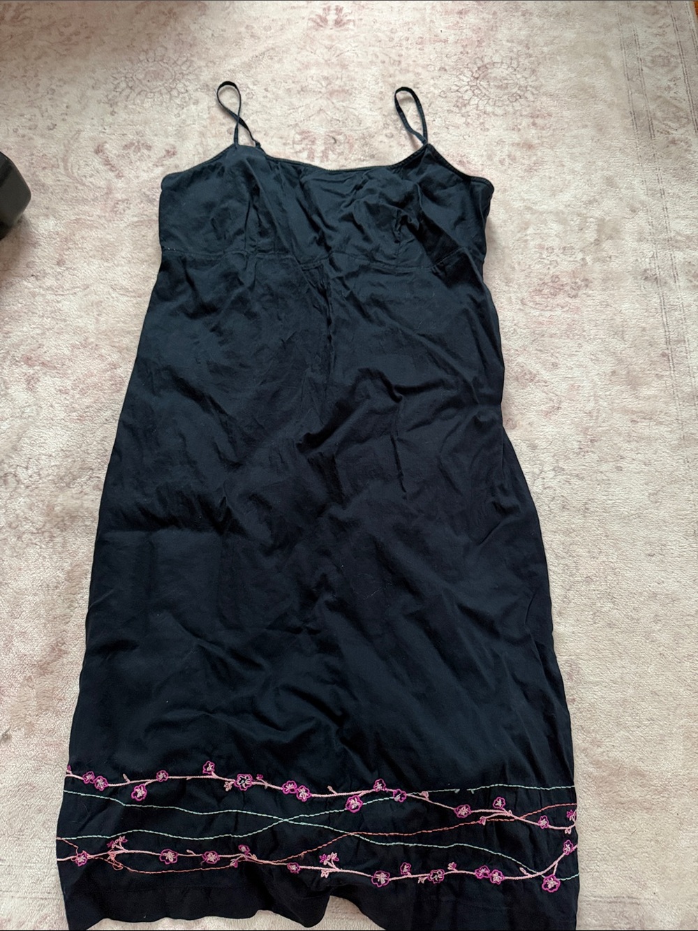 Black Cotton Slip Dress